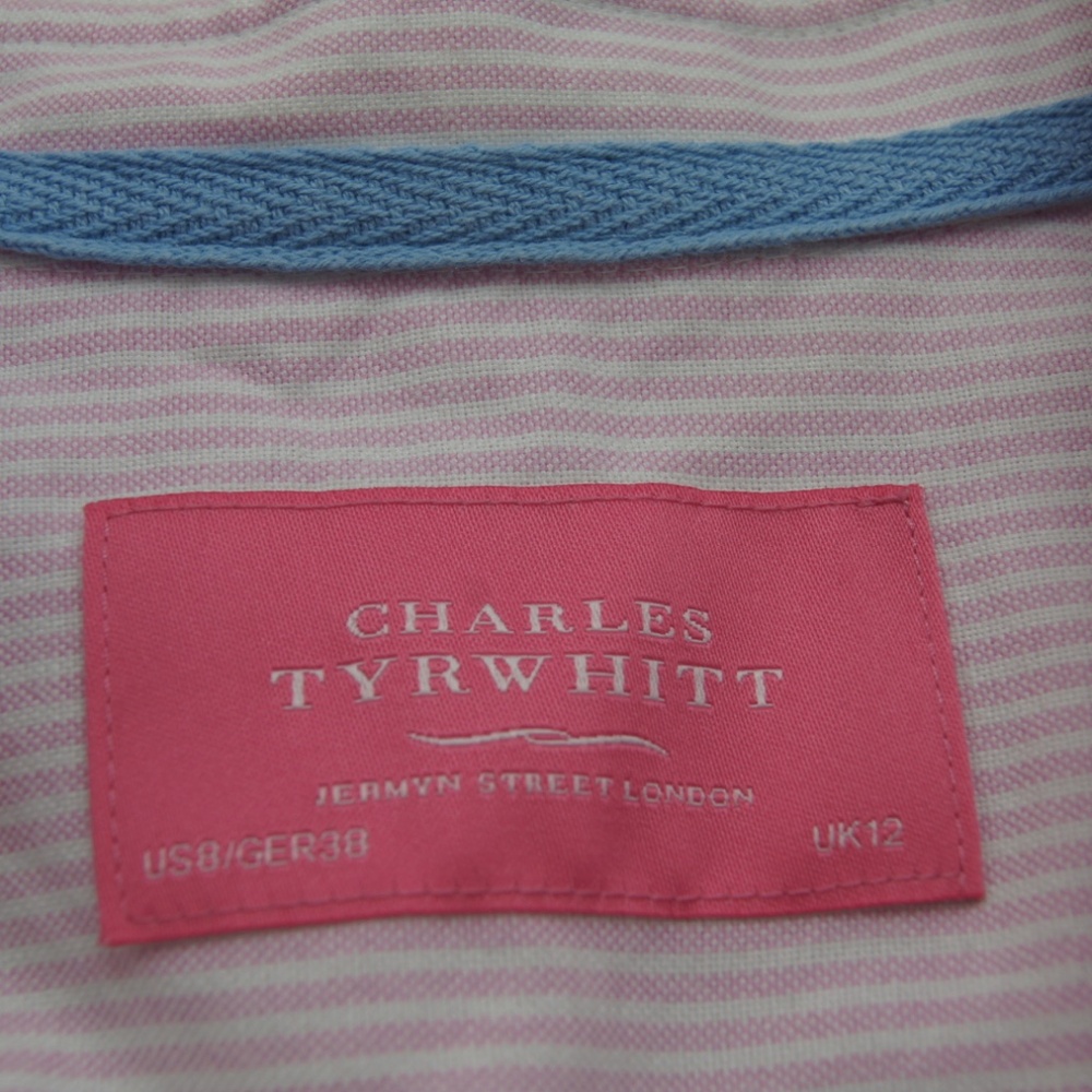 Charles Tyrwhitt Women's Long Sleeve Shirt Size 8 Striped Pink Button Down - Picture 8 of 8